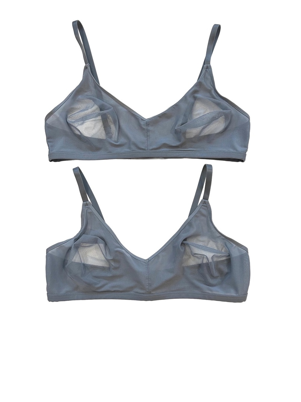 Quince Belgian mesh sheer Bralette bra Set of 2 XL slate blue grey NWOT